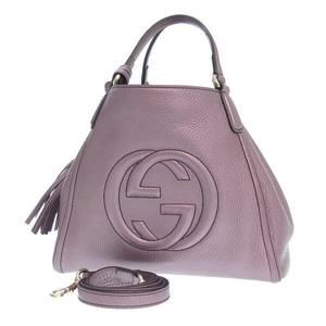 Gucci GG Soho Metallic Pebbled Leather 2WAY Purple